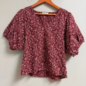 Madewell Womens Brown Floral Cottagecore Top Puff Sleeve Size M Boho Peasant